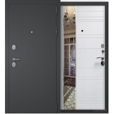 Дверь входная Волга Бункер КРИСТЕЛ ТЕХНО Ф Черный муар - Белый с зеркалом